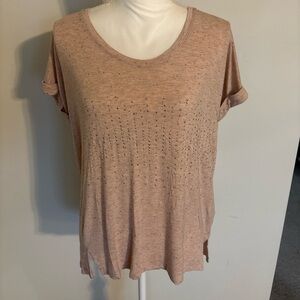 Apt. 9 Pink Speckled Rhinestone Tee Size L Short Sleeve Casual Top